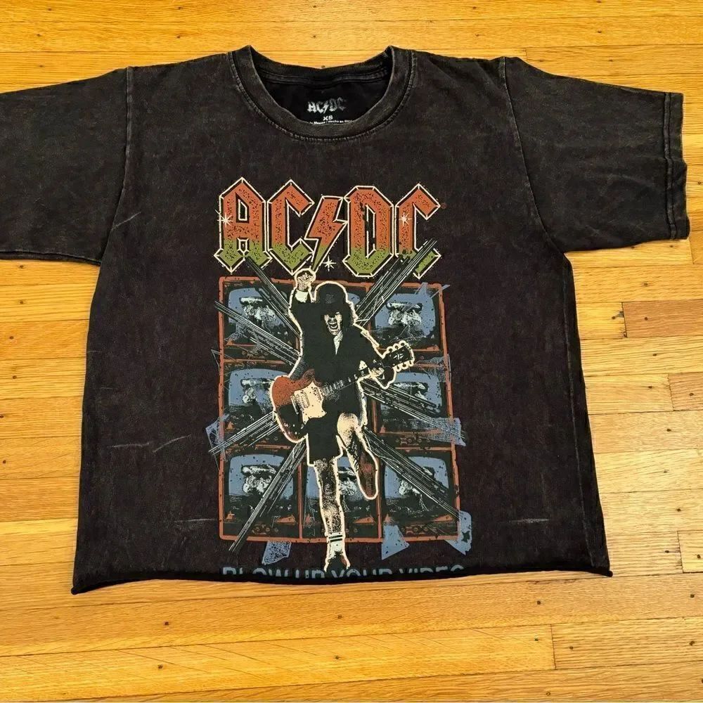 ACDC black faded short sleeve tee shirt